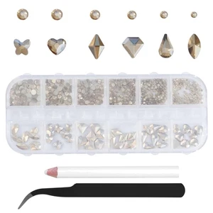 Gujoxila 1500 Stück Champagner Strasssteine Nagel Glitzersteine Nageldesign Z... - Bild 1 von 9