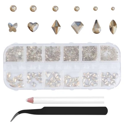 Gujoxila 1500 Stück Champagner Strasssteine Nagel Glitzersteine Nageldesign Z... - Bild 1 von 4