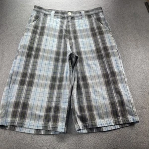 Vintage SouthPole Y2K karierte Herrenshorts 32 x 14 blau Baumwollmischung Shorts Jorts - Bild 1 von 17