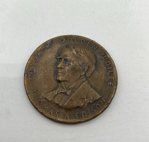 1879-1929 Thomas A. Edison Medaille Light's Golden Jubilee Messing Medaille - Bild 1 von 2