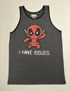 Mens Marvel Comics Novelty T-Shirt Tank Top Deadpool I Have Issues Gray M 38-40 - Picture 1 of 6