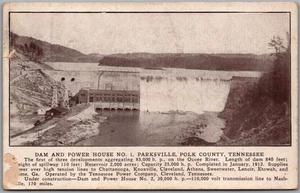 Postcard Parksville Tennessee 1913 Dam and Power House No. 1 Polk County *as is* - Bild 1 von 2