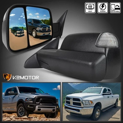 Fits 2009-2012 Ram 1500 10-12 2500 3500 Power Heated Tow Mirrors+Signal+Puddle - Image 1 of 4