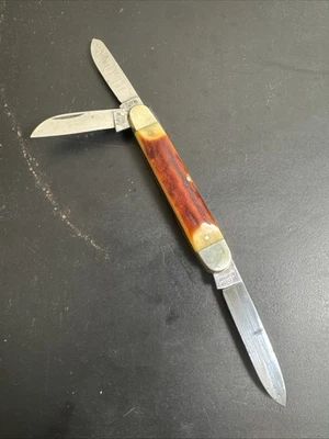 Vintage Hen & Rooster Pocket Worn Stag Knife, Germany - Image 1 of 4