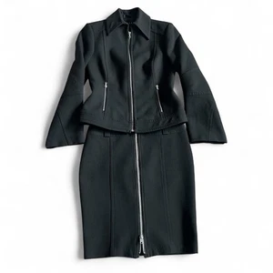 Vintage Sisley Damen Jacke & Rock Anzug Set Full Zip Schwarz Gr. 38 Italy / S - Bild 1 von 18