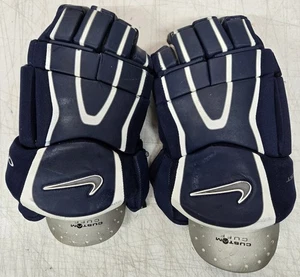 Nike Air Quest Intermeddiate Hockey Gloves Medium 12.5” Blue & White Worn - Picture 1 of 7