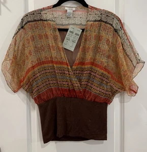 SELTENER FUND Vintage 90er Cache Seiden Bluse Top Größe S mit Etikett - Bild 1 von 7