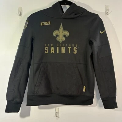 Sudadera con capucha Nike NFL Saints Salute to Service Dri-fit negra sobre el campo Nike juvenil PEQUEÑA Foto 1 de 4