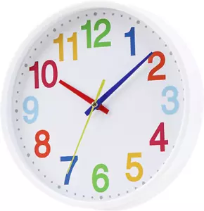 Time Teaching Clock 8.5 Inch Silent Wall Clock for Kids Learning Time, Silent No - Picture 1 of 12