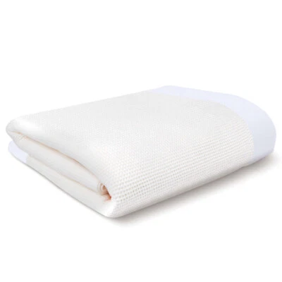 Baby Morgan Thermal Waffle Blanket Nylon Satin Trim - 36x50 Crib White Pink Blue - Image 1 of 4