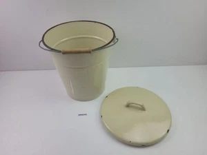 Wassereimer Mülleimer DDR Emaille Beige 10 Liter mit Deckel Vintage #255215 - Bild 1 von 18