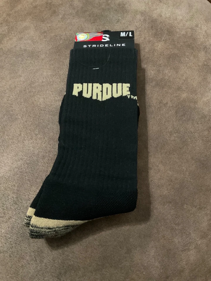 Strideline Purdue Boilermakers Socks black and gold M/L - Image 1 of 1