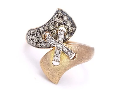 КОЛЬЦО LEVIAN с шоколадным бриллиантом 0,55 карата желтое золото 14 карат УНИКАЛЬНОЕ новый размер 7 - Изображение 1 из 4