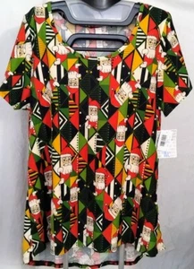 BNWT LuLaRoe Size XL (18/20) Classic Tee RARE LEGGING MATERIAL Christmas Santa - Picture 1 of 6