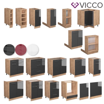 Küchenschrank Hängeschrank Unterschrank Küchenzeile Fame-Line Eiche Vicco - Bild 1 von 4