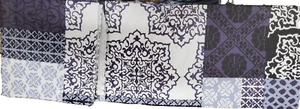 Mantel de cocina trasero de franela de vinilo Peva 60" redondo, mosaico medallón azul, dbd - Imagen 1 de 14