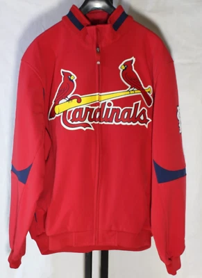 St. Louis Cardinals MLB Authentic Majestic Embroidered Patch Jacket & SLC gloves - Image 1 of 4