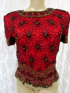 BOUTIQUE PAPELL TOP ADORNADO LENTEJUELAS ROJO, NEGRO Y DORADO TALLA S - Imagen 1 de 6