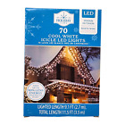Led Mini Icicle String Lights 9 Ft Cool White Indoor Outdoor 70 Ct