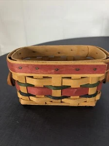 Longaberger 2000 Cesta Rama Patrocinador Color Tejido Rojo Verde 4" - Imagen 1 de 5