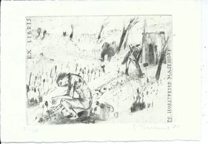 Exlibris v. Susanne Theumer, "Voltaire, Candide" , Kaltnadelradierung 2011 - Bild 1 von 1
