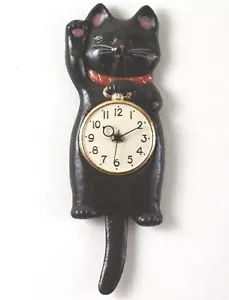 Lucky Cat Manekineko Wall Pendulum Clock SETO Ware Porcelain New Japan - Picture 1 of 6