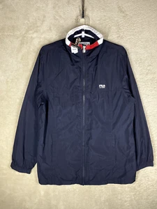 Vintage FILA Windbreaker Jackets Size L Boys Navy Logo Long Sleeve Sports - Picture 1 of 12