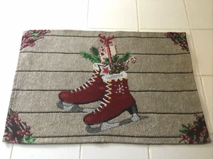 3 Christmas Winter Tapestry Placemats 18x12.5" Ice Skates Holiday Treats - Picture 1 of 6