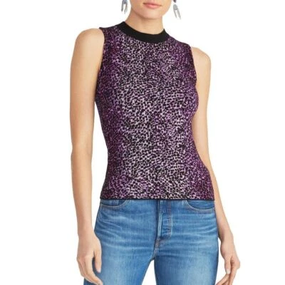 Blusa suéter feminina RACHEL RACHEL ROY roxa estampada gola redonda XL TEDO - Imagem 1 de 2