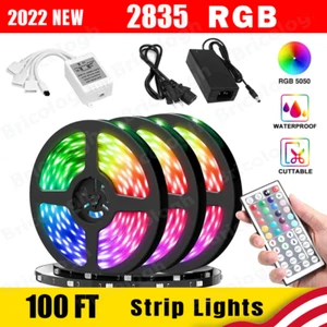 LED Strip Light Remote Fairy Light Room Party Waterproof 100FT Flexible 2835 RGB - Picture 1 of 17