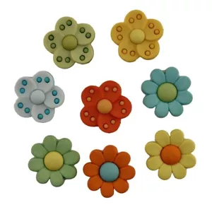 Psychedelic Flowers 4225 - Buttons Galore Embellishments - Craft Sewing Scrap - Picture 1 of 2