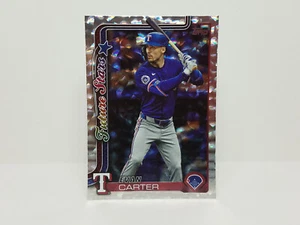 2025 Topps #288 Evan Carter, Texas Rangers - Silver Crackle Foilboard Parallel - Picture 1 of 2