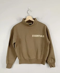 Fear Of God Essentials kids Mock Neck “Wood” Brown Sweater Size 6/7 - Picture 1 of 6