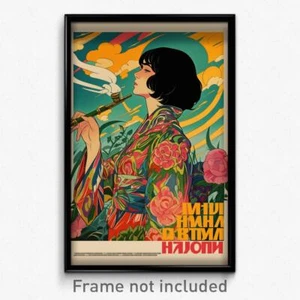 Russisches Filmposter - Mädchen fühlt sich getrieben, schwimmende gemusterte Kleidung (Druck) - Bild 1 von 1
