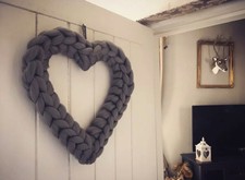 HEART WREATH wall hanging,GREY,30 cm,home decoration,wall door wreath