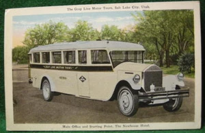 Salt Lake City, UT. GRAY LINE MOTOR TOURS BUS. c.1930. Office in Newhouse Hotel - Picture 1 of 3