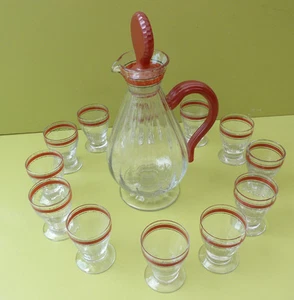 SERVICE A PORTO liqueur 12 VERRES+ CARAFE VERRE SOUFFLE - Picture 1 of 7