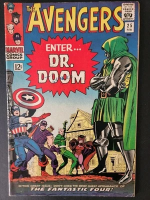 Avengers #25 – Raw Copy – Marvel 1966 – Dr. Doom Cover – Silver Age Key - Image 1 of 3