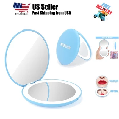 Travel Compact Mirror,Portable 1x/10x LED Makeup Mirror with Magnification,Ha... - Image 1 of 4