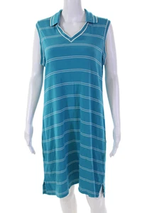 Brooks Brothers Womens Cotton Sleeveless Collared Striped Dress Blue Size L - Picture 1 of 5