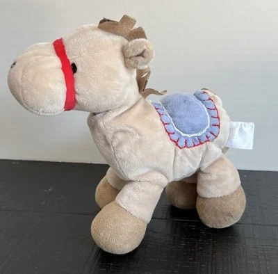 Carter’s Just One Year Tan Horse Pony Plush Blue Red Saddle Stuffed Animal Toy - Image 1 of 4