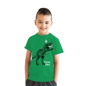 Youth Tree Rex T Shirt Funny Christmas T-Rex Dinosaur Tee for Kids - Picture 1 of 7