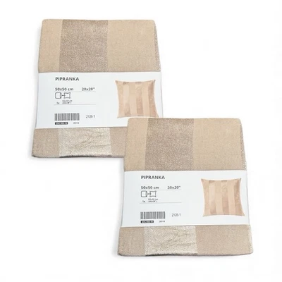 IKEA PIPRANKA Funda Cojín, Beige Claro Rayas Lujo 20×20" NUEVA (JUEGO DE 2) Foto 1 de 2