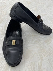 SALVATORE FERRAGAMO BLACK LOAFERS SHOES MEN SIZE 8EE - Picture 1 of 10
