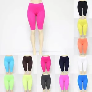 New Skinny Stretchy Leggings Gym Short Pants Pencil Sexy Yoga Bike Workout Neon - Picture 1 of 11