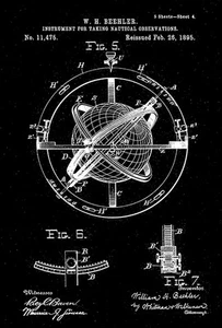 1895 - Nautical Navigation Instrument - W. H. Beehler - Patent Art Poster - Picture 1 of 3