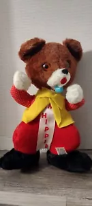 Vintage I'm Hippie der Bär mit Pfeife Karneval Preis Filz Stofftier Plüschtier 60er - Bild 1 von 11