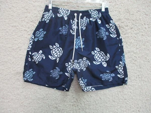Waves Swim Trunks Extra Large Adult Blue Floral Board Shorts Pockets Casual Boys - Picture 1 of 9