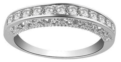 VVS F 0.55 Ct Lab Grown Round Cut Diamond 14K White Gold Engagement Wedding Ring - Image 1 of 4