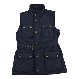 Polo Ralph Lauren Quilted Vest Girls Large 12-14 Belted Navy Blue - Picture 1 of 8